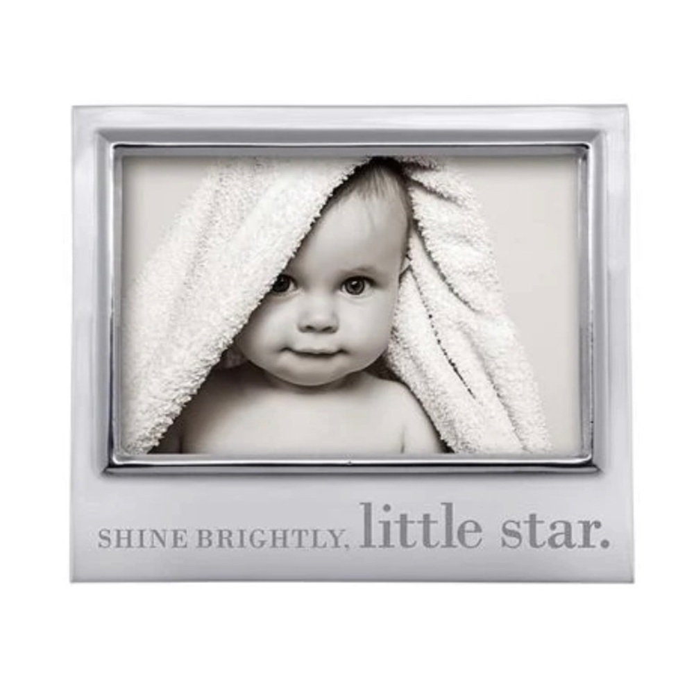 Beautiful silver 4x6 frame with engraving.
